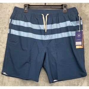 NWT Fair Harbor Mastos‎ Anchor Board Shorts XXL Navy w/Light Blue Stripe Lined